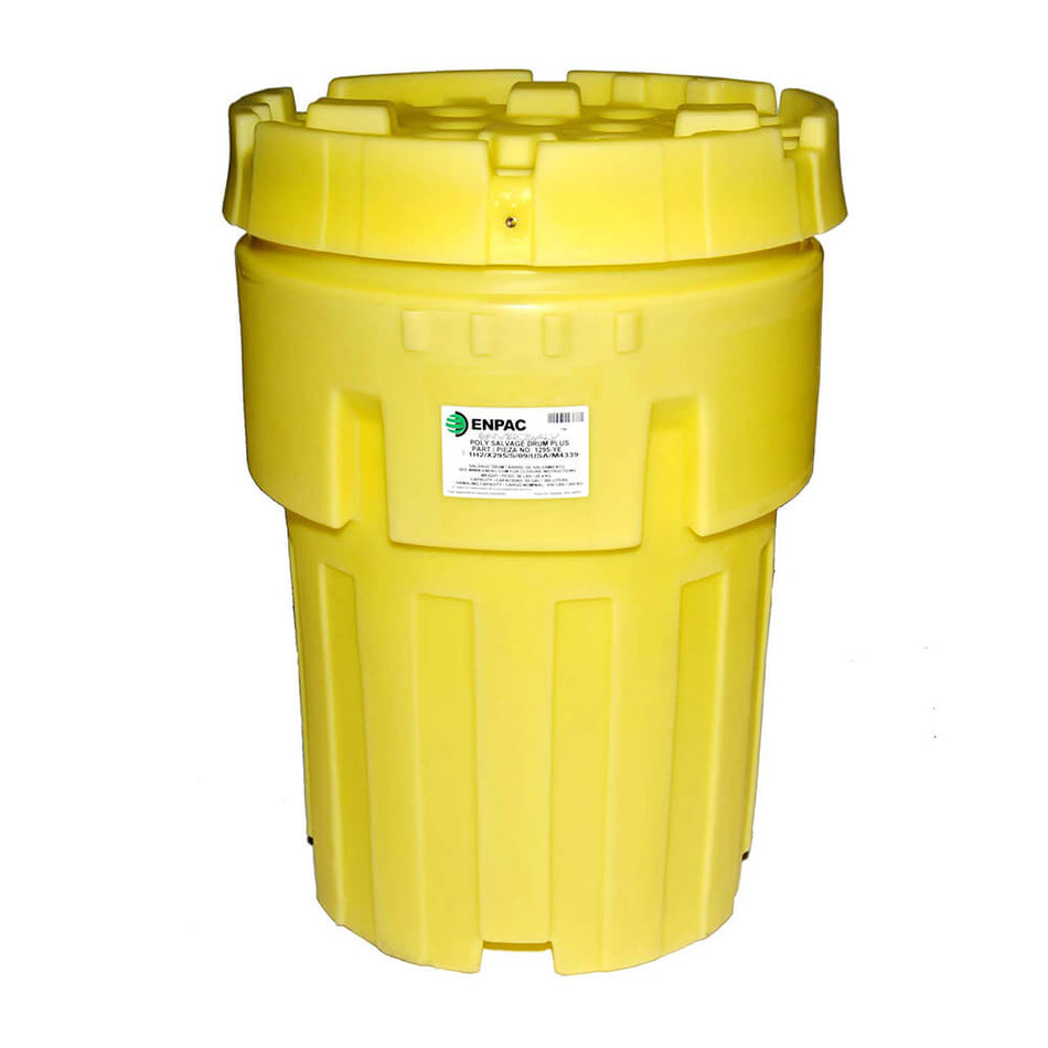 Envirosalv Lockable 95-Gallon Poly-Overpack® Salvage Drum, Yellow