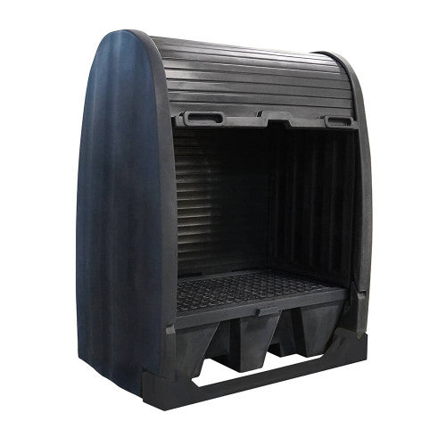4062-BD  2 Drum Outdoor Storage Spill Containment Shed, Black