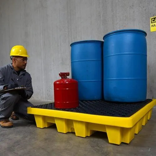 Spill Pallet P4, Nestable Model, No Drain, Yellow