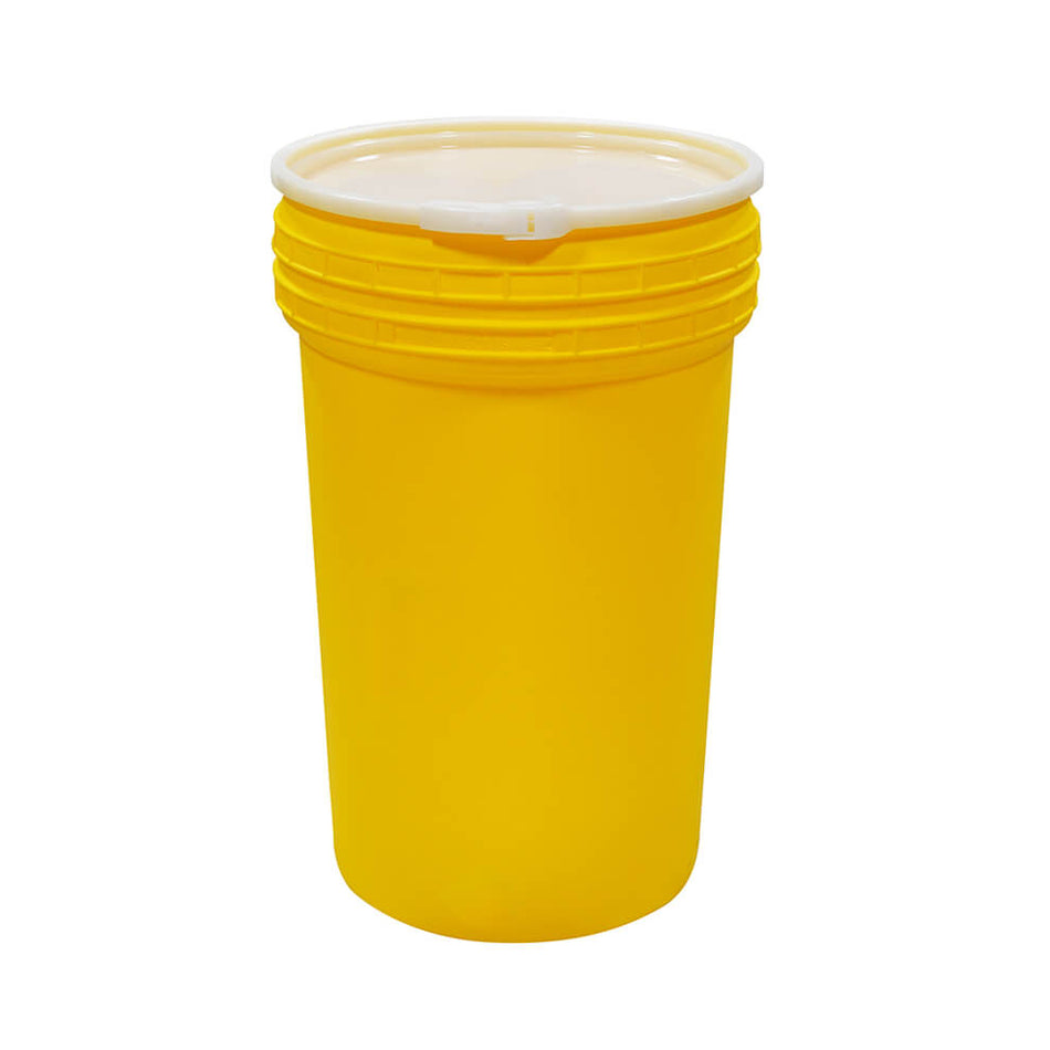 PD55 55-Gallon Nestable Drum, Plastic Lab Pack with Lever-Lock, Yellow