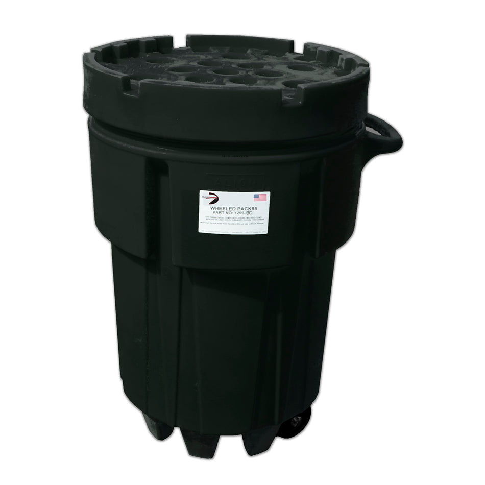 95-Gallon Wheeled Poly-SpillPack Drum with Screw-Top Lid, Black