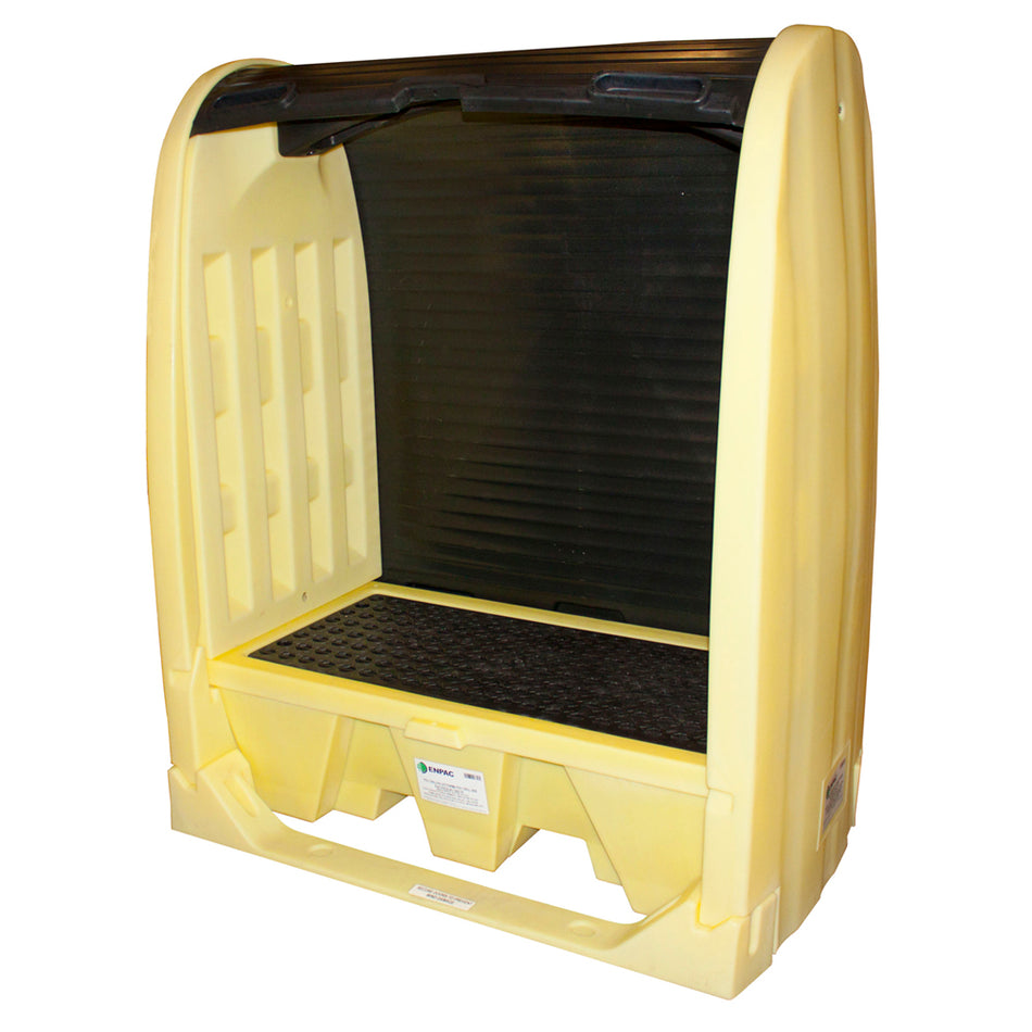 2 Drum Roll-Top Hardcover Spill Pallet, Yellow