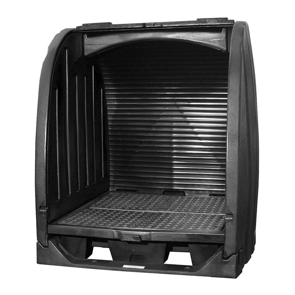 4064-BD 4 Drum Outdoor Storage Spill Containment Shed, Black