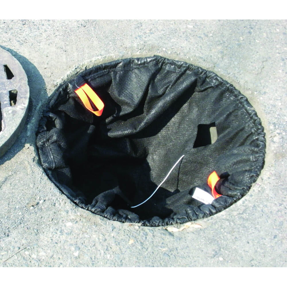 Round, Bag Style Storm SentinelÂ® Catch Basin Insert, Adjustable, Black