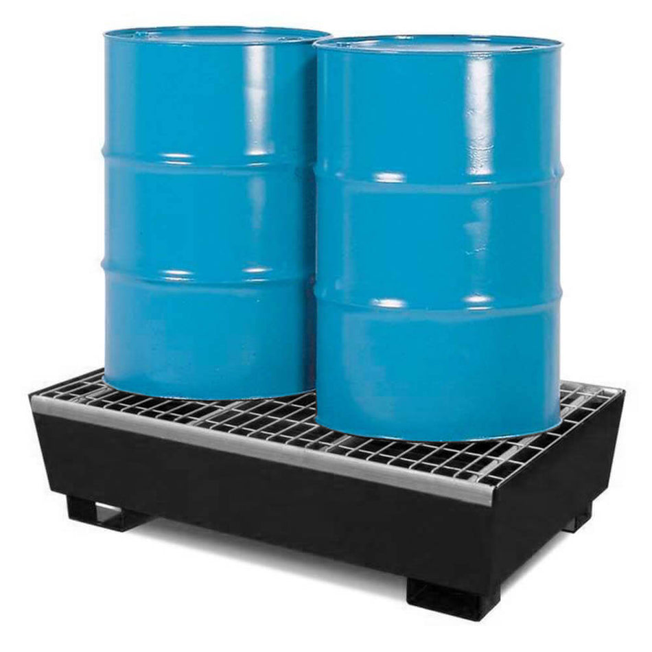 9002-BU 2 Drum Steel Spill Pallet, Black