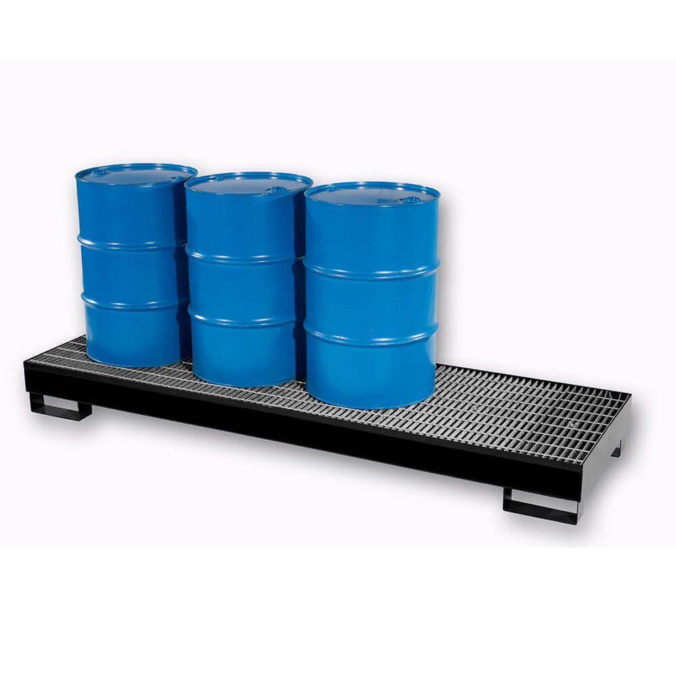 4-Drum Inline Economy Steel Pallet - Black Diamond