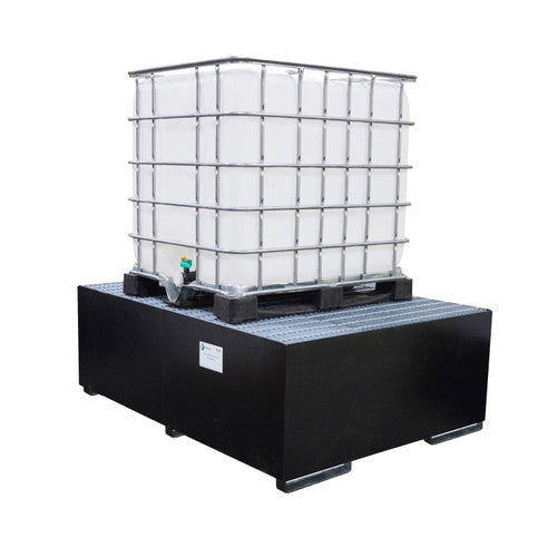 Steel IBC Tote Spill Pallet, Black  72"x53"x28"  1457.4L Cap.