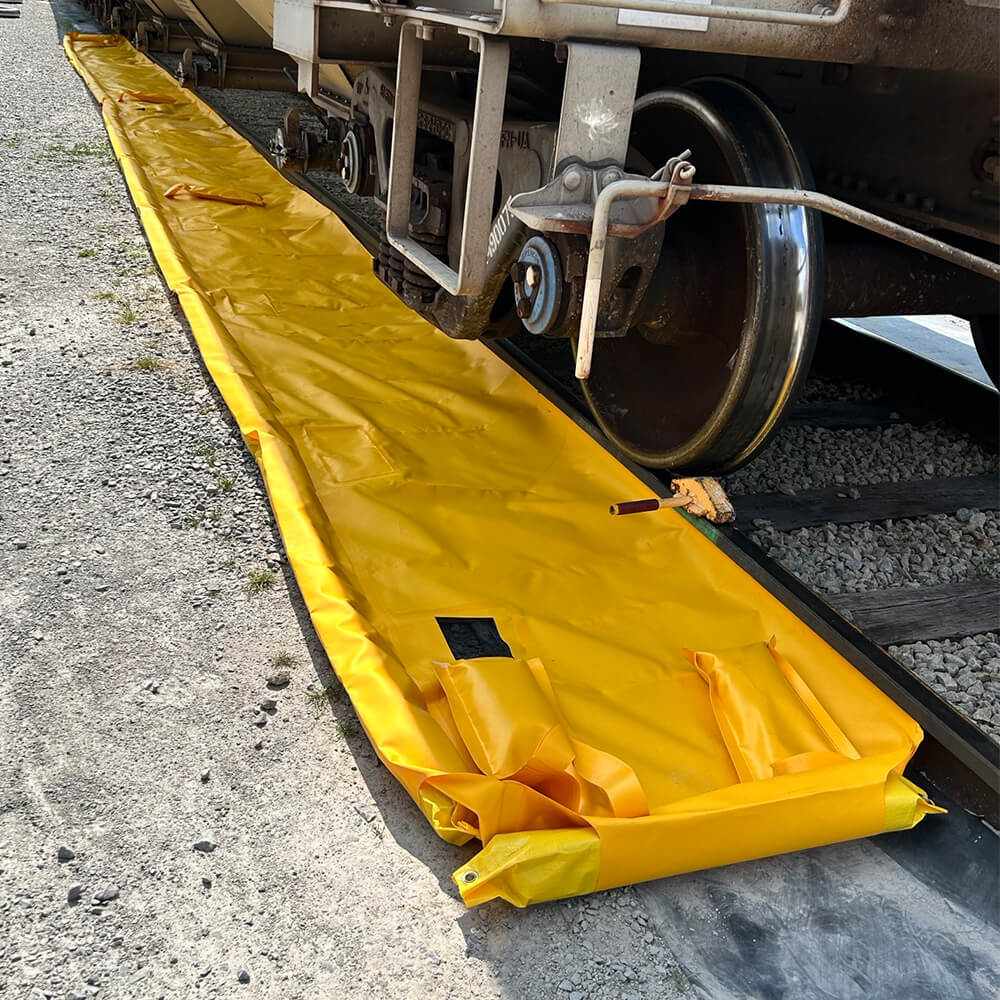 49-3020-YE-RROP Railcar Track Pan Pellet Berm, Yellow 20'x30